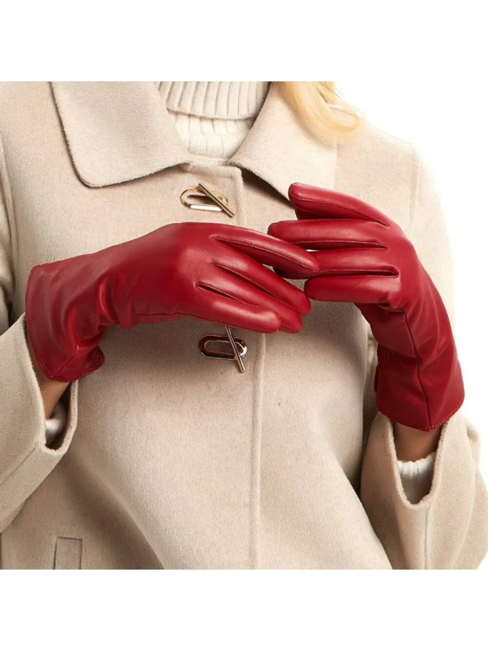 Warm Soft Cashmere Lined Nappa Lambskin Leather Gloves for Women - Stylish